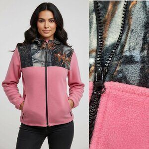 Pink camo fleece zipper hoodie - Burly Girl brand